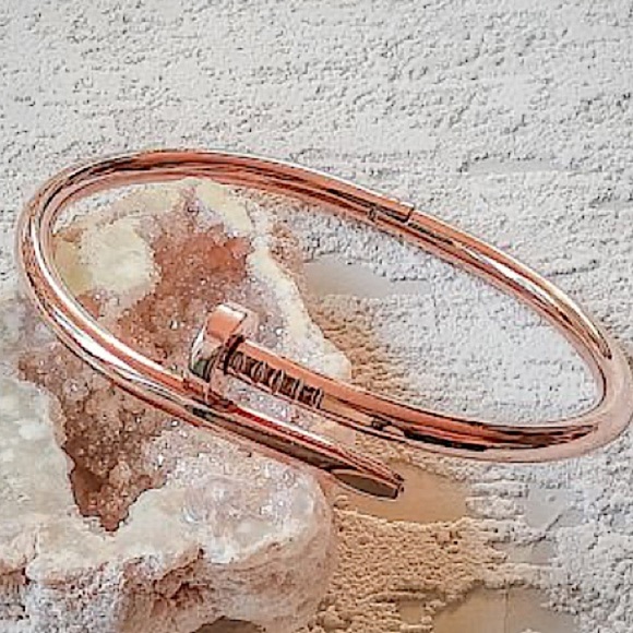 Rose Gold Nail Screw Bangle Bracelet - Picture 12 of 14